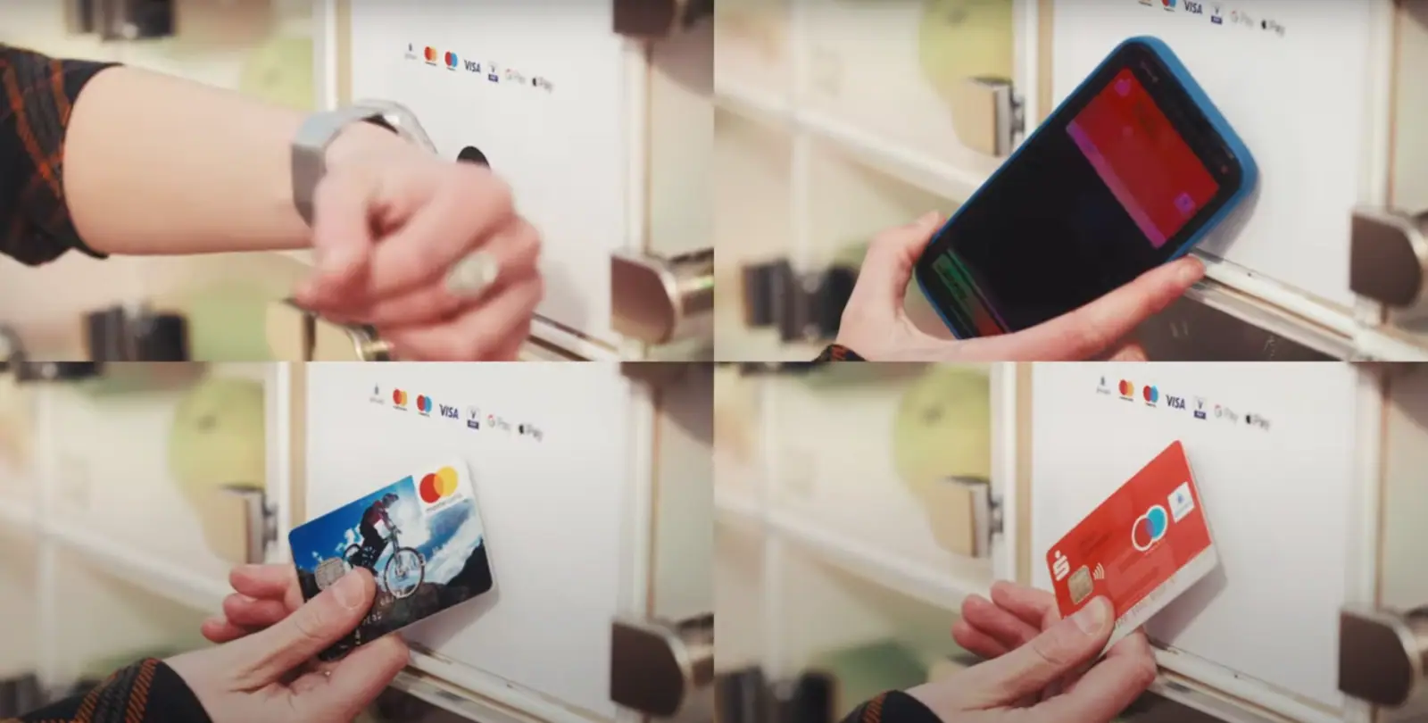 Kontaktloses Bezahlen mit Smartphone, Smartwatch und Karte an der Marktbox